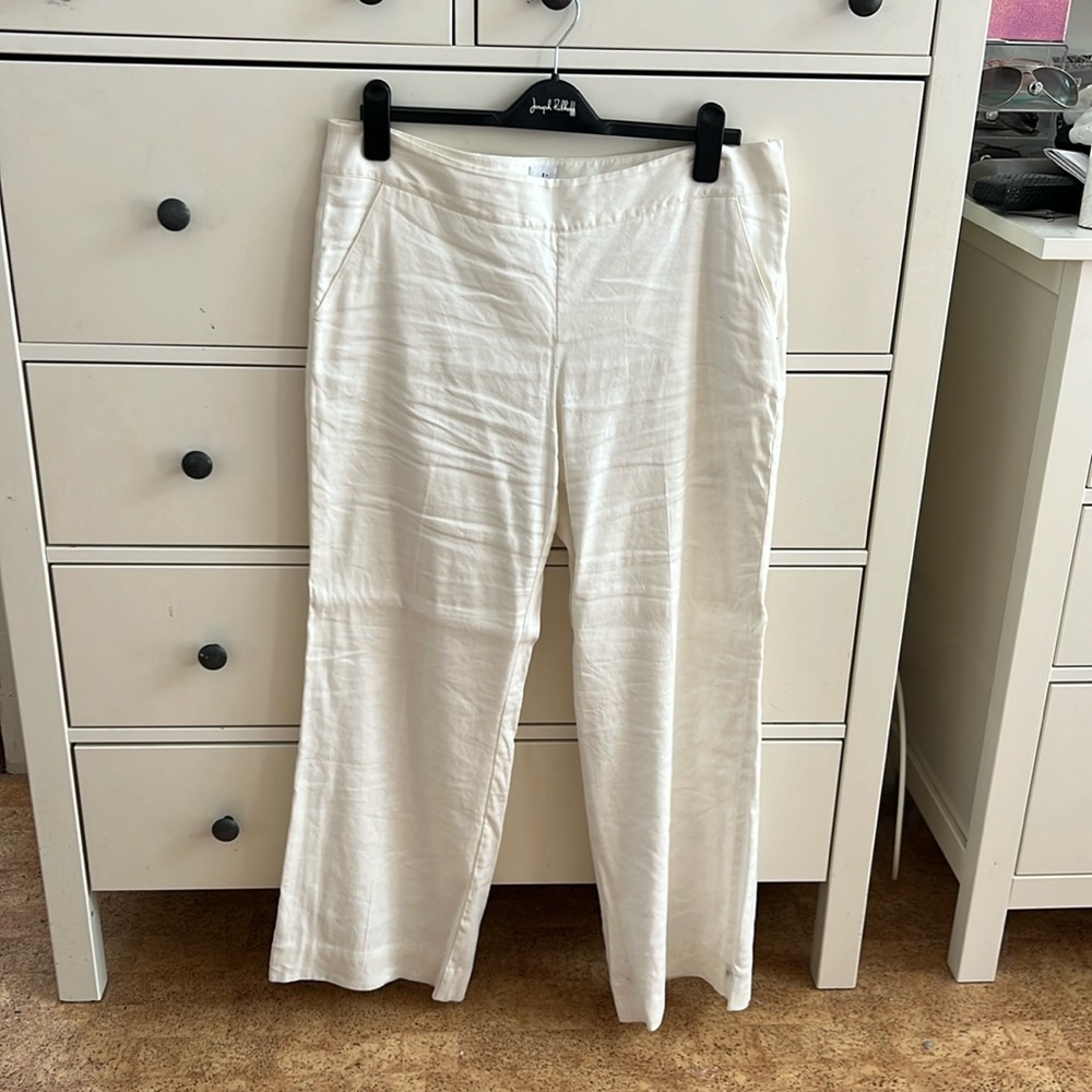white linen pants